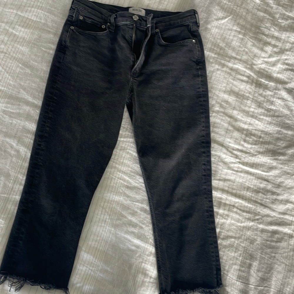 AGOLDE petite cropped Merrel Mid Rise Straight in Axis 29